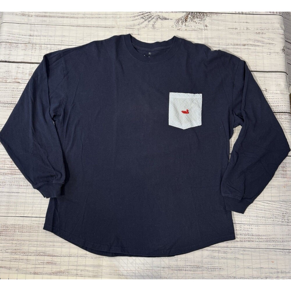 Southern Marsh Womens Pullover Long Sleeve T-Shirt Navy Loose Fit Medium